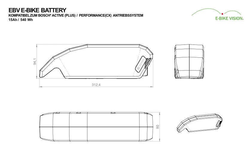 E-Bike Vision - EBV E-Bike Battery, Kompatibel Zu Bosch Active (Plus) / Performance (CX) 36 V Unterr 7 E-Bike Vision - EBV E-Bike Battery, Kompatibel Zu Bosch Active (Plus) / Performance (CX) 36 V Unterr – Bild 5
